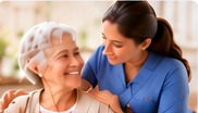 Caregiver supporting an older adult